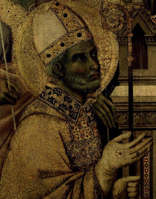 Duccio di Buoninsegna en helgonbiskop Sweden oil painting art